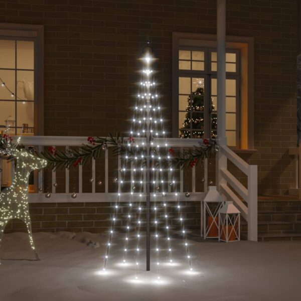 Árvore de Natal mastro de bandeira 108 LEDs 180cm branco frio