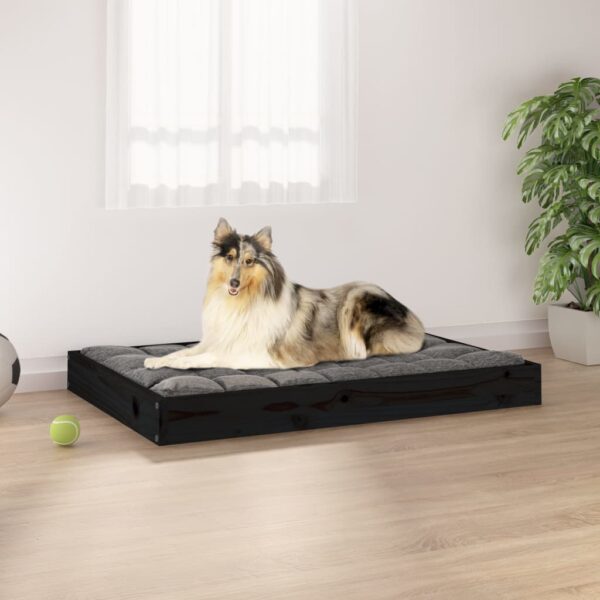 Cama para cães 91,5x64x9 cm madeira de pinho maciça preto