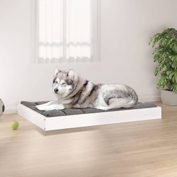 Cama para cães 101,5x74x9 cm madeira de pinho maciça branco