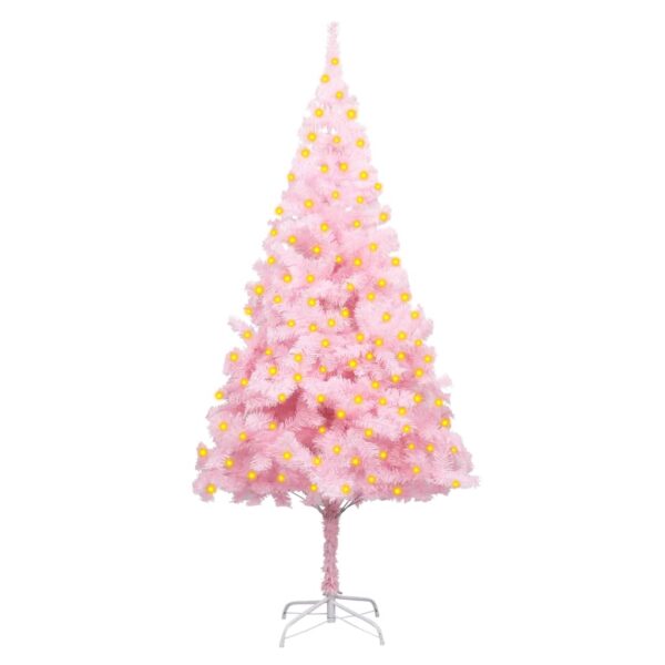 Árvore de Natal artificial c/ luzes LED/suporte 180 cm PVC rosa