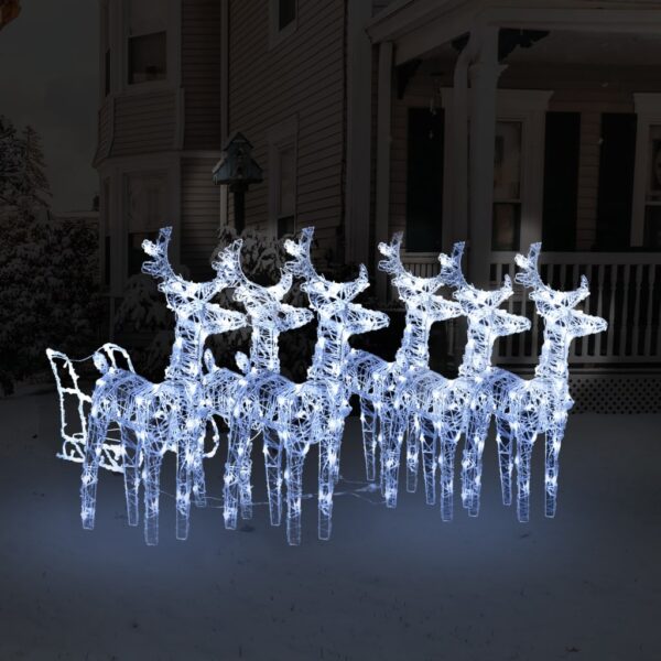 Decoração de Natal renas/trenó 320 luzes LED acrílico