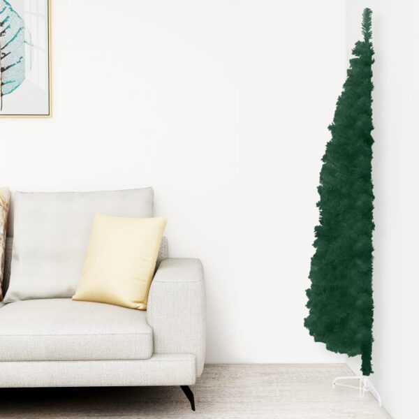Meia árvore de Natal fina com suporte 120 cm verde