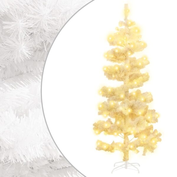 Árvore de Natal rotativa com suporte e LEDs PVC 180 cm branco