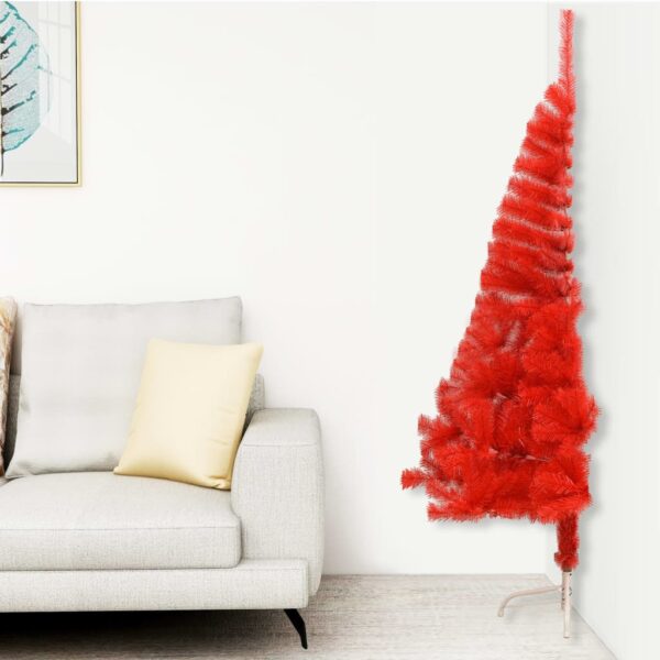Meia árvore de Natal artificial com suporte 120 cm PVC vermelho