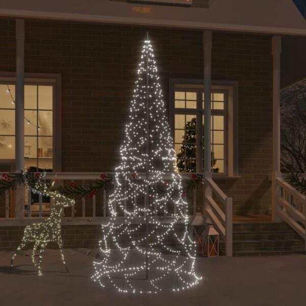 Árvore de Natal mastro de bandeira 500 LEDs 300 cm branco frio