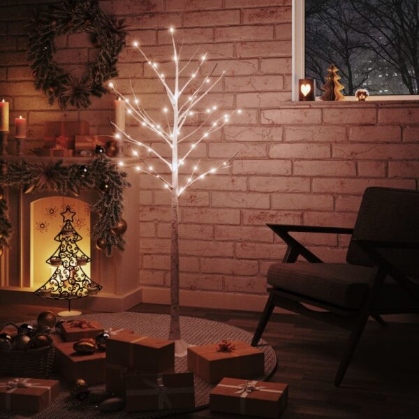 Árvore c/ 72 luzes LED 150 cm bétula branco quente