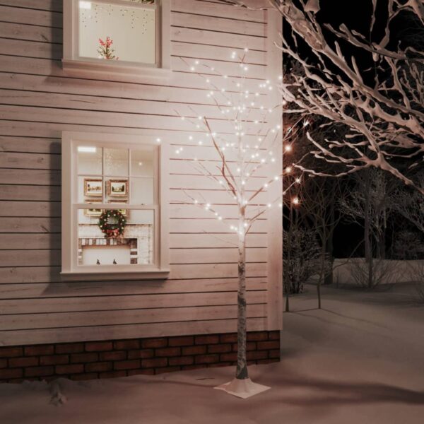 Árvore c/ 128 luzes LED 220 cm bétula branco quente
