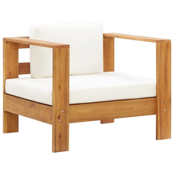 Cadeira de jardim c/ almofadão madeira acácia maciça creme